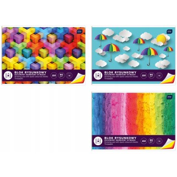 Blok rysunkowy A4 10 kartek kolorowy barwiony w masie INTERDRUK