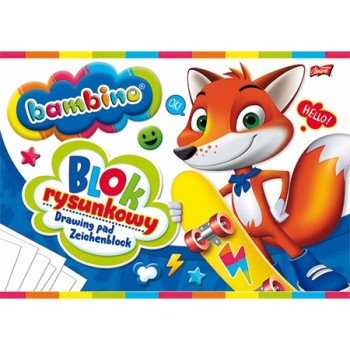 Blok rysunkowy szkolny A4 biały 20 kartek 80g BAMBINO