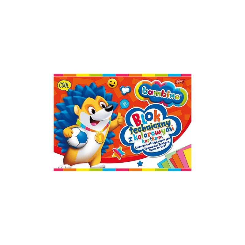 Blok techniczny szkolny A4 kolorowy 10 kartek 160g BAMBINO