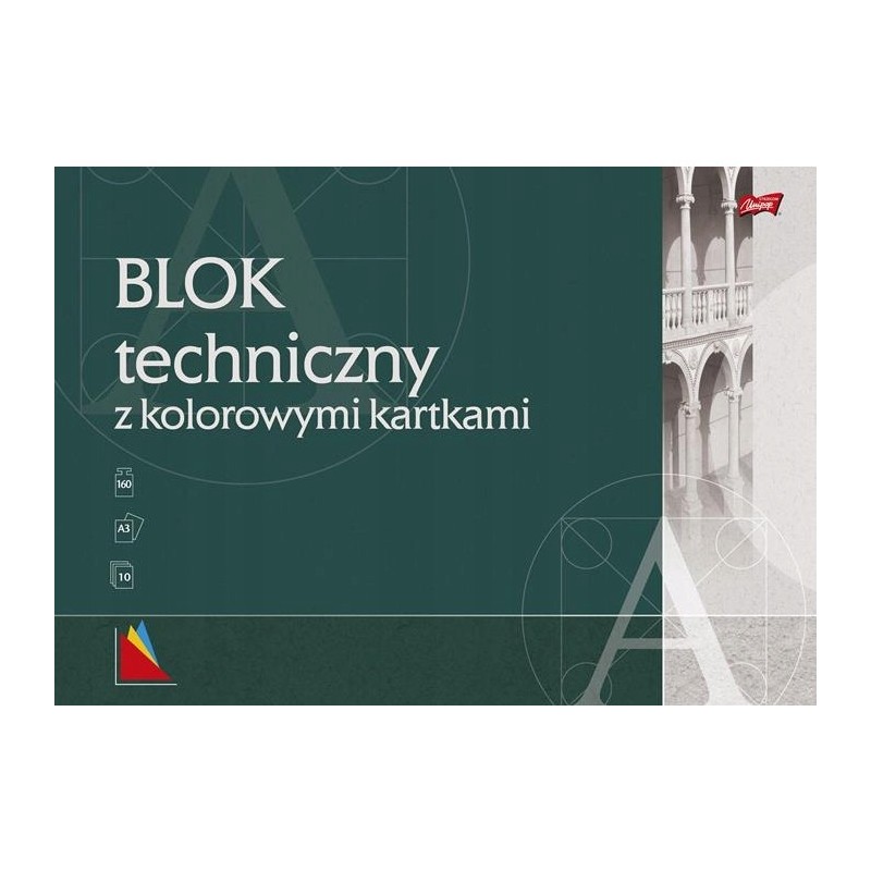 Blok techniczny szkolny A3 kolorowy 10 kartek 160g UNIPAP