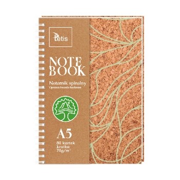 Kołonotatnik A5 80k kratka oprawa korkowa 70g. KB050-KA5 TETIS