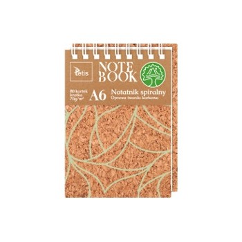 Kołonotatnik A6 80k kratka oprawa korkowa 70g KB050-KA6 TETIS