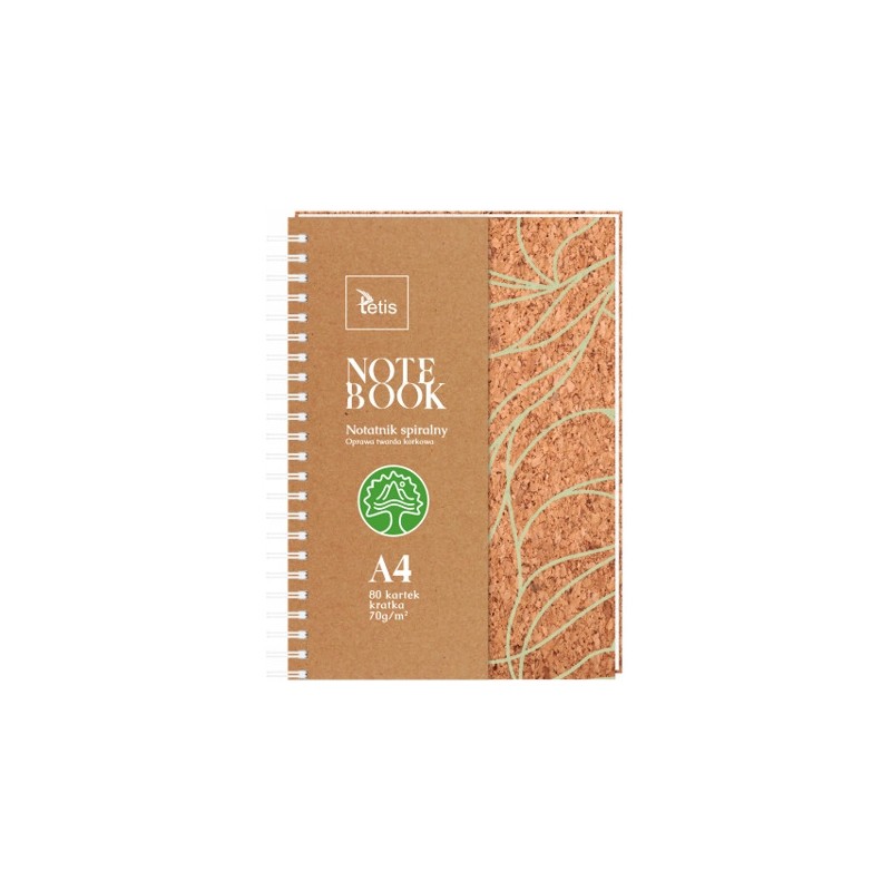 Kołonotatnik A4 80k kratka oprawa korkowa 70g. KB050-KA4 TETIS