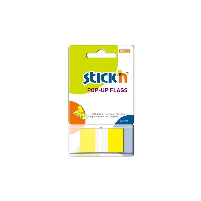 Zakładki indeksujące 45x25mm w podajniku żółte 50szt STICK`N 26022