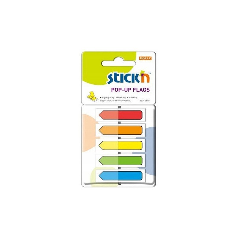 Zakładki indeksujące w podajniku, 45x12mm z nadrukiem - strzałka (150sztuk) 26003 STICK`N