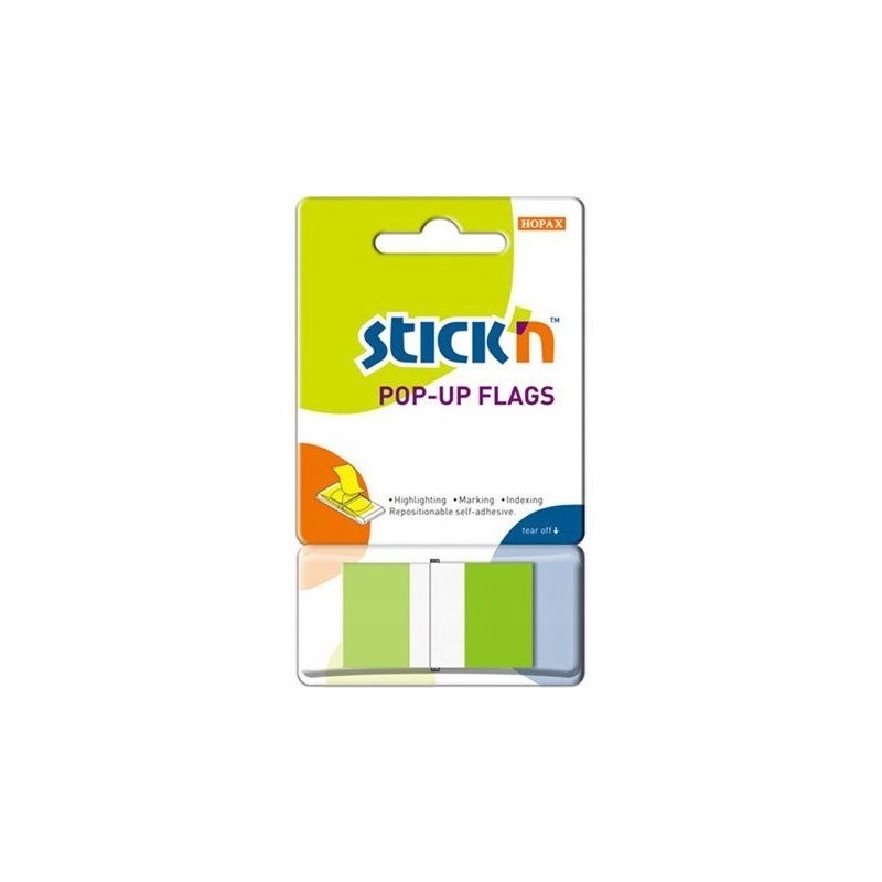 Zakładki indeksujące 45x25mm w podajniku zielone 50szt STICK"N 26023