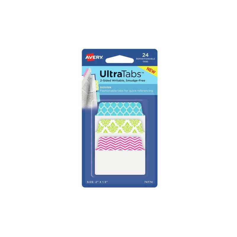 Zakładki indeksujące samoprzylepne 50,8x38,1mm kolorowe z wzorem Ultra Tabs 74774 AVERY ZWECKFORM