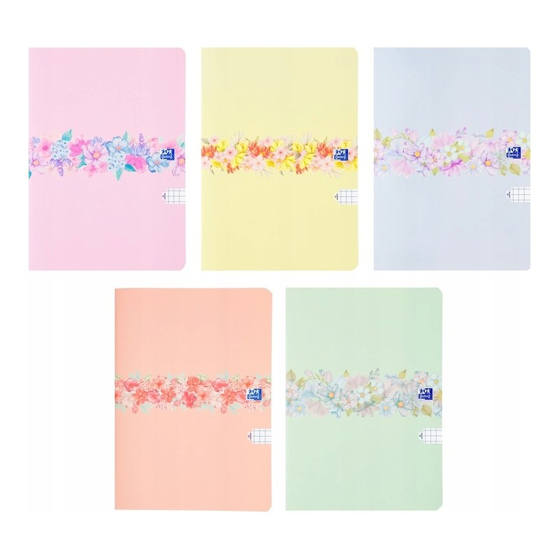 Zeszyt szkolny B5 Brulion w kwiatki 96 kartek w kratkę FLOWER 400181452 OXFORD