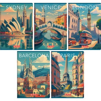 Zeszyt szkolny A5 60 kartek w linie 70g RETRO CITY 400196846 HERLITZ