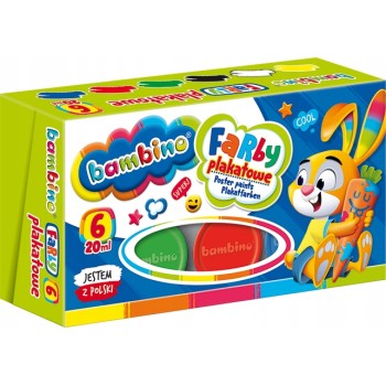 Farby plakatowe dla dzieci Zestaw 6 kolorów x 20ml BAMBINO St.Majewski