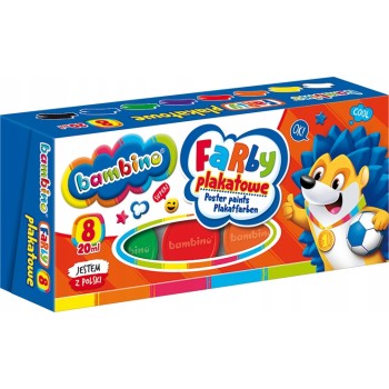 Farby plakatowe dla dzieci Zestaw 8 kolorów x 20ml BAMBINO St.Majewski