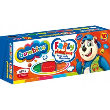 Farby plakatowe dla dzieci Zestaw 10 kolorów x 20ml BAMBINO St.Majewski