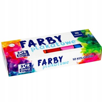 Farby plakatowe szkolne 10 kolorów 20ml zestaw 400167101 OXFORD