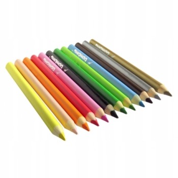 Kredki trójkątne z glinki kaolinowej Zestaw 12 kredek + temperówka BAMBINO St.Majewski