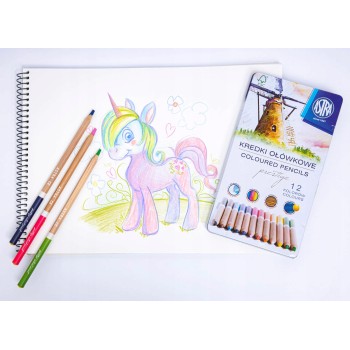 Kredki ołówkowe zestaw 12 kolorów metalowe pudełko 312117001 ASTRA