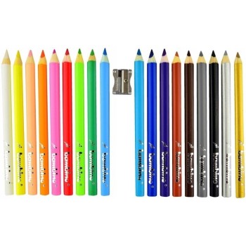 Kredki trójkątne z glinki kaolinowej Zestaw 18 kredek + temperówka BAMBINO St.Majewski