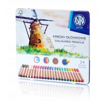 Kredki ołówkowe zestaw 24 kolory metalowe pudełko 312117002 ASTRA PRESTIGE