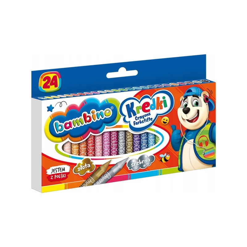 Kredki dla dzieci z glinki kaolinowej Zestaw 24 kredek BAMBINO St.Majewski