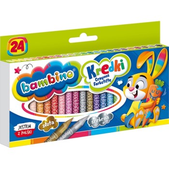 Kredki dla dzieci z glinki kaolinowej Zestaw 24 kredek BAMBINO St.Majewski
