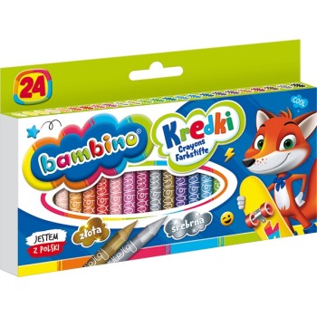 Kredki dla dzieci z glinki kaolinowej Zestaw 24 kredek BAMBINO St.Majewski
