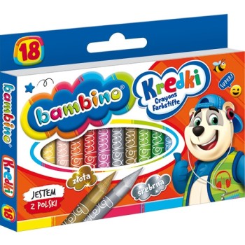 Kredki szkolne z glinki kaolinowej Zestaw 18 kredek BAMBINO St.Majewski