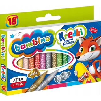 Kredki szkolne z glinki kaolinowej Zestaw 18 kredek BAMBINO St.Majewski