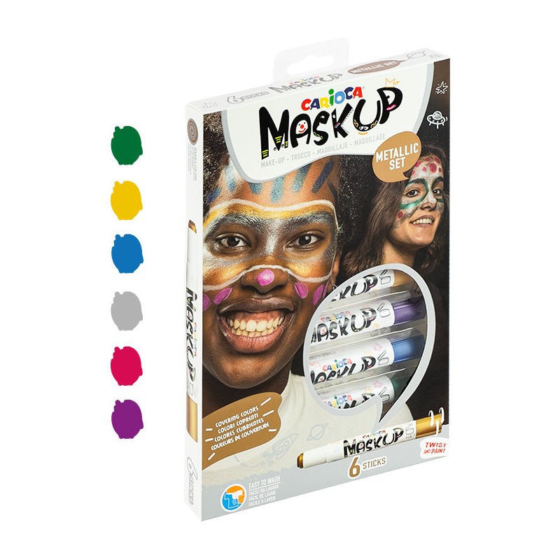 Kredki do twarzy CARIOCA MaskUP metaliczne 6 kolorów (43155) 170-2746