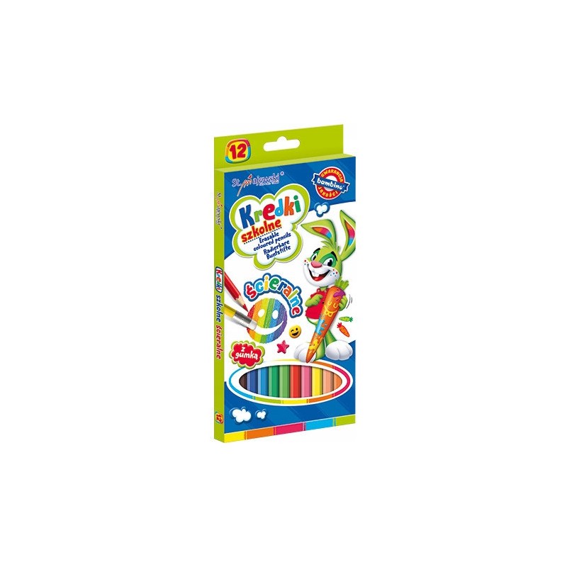 Kredki szkolne ścieralne Zestaw 12 kredek z gumką BAMBINO St.Majewski