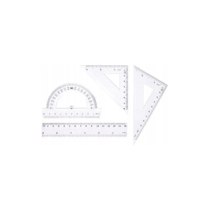 Zestaw geometryczny linijką 15cm BL001-AK TETIS