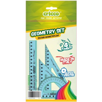 Komplet geometryczny CRICCO 4-elementy z linijką 16cm CR610