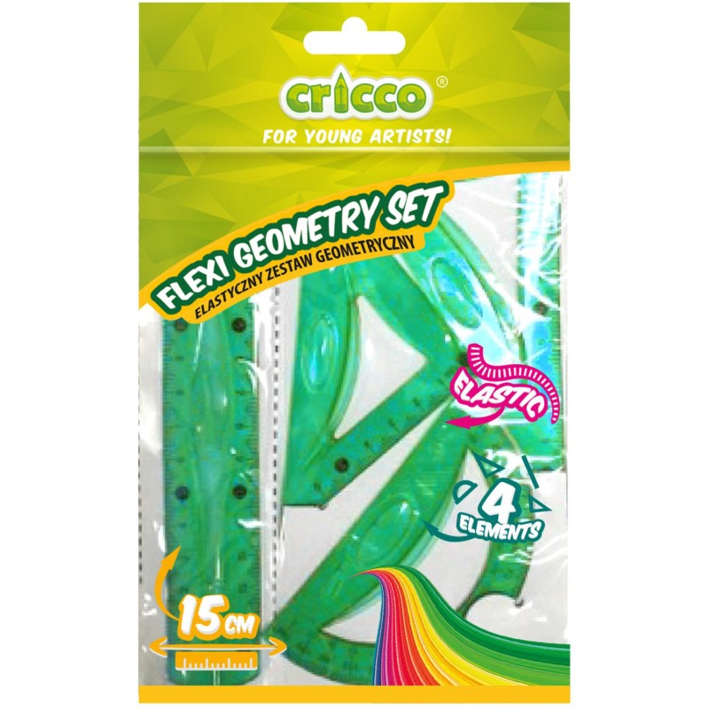 Komplet geometryczny CRICCO FLEXI 4-elementy z linijką 15cm CR615
