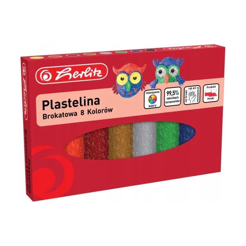 Plastelina szkolna brokatowa Zestaw 8 kolorów 9589003 HERLITZ