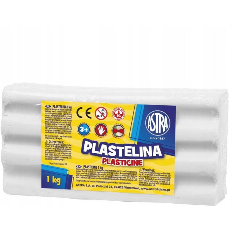 Plastelina szkolna dla dzieci 1kg biała 303111001 ASTRA
