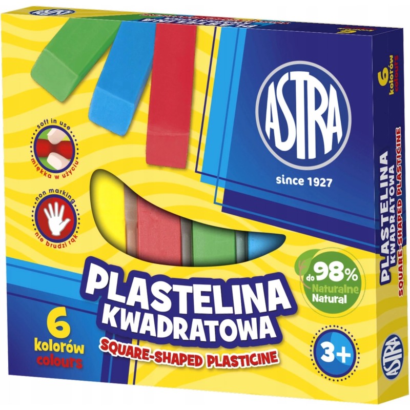 Plastelina dla dzieci kwadratowa 6 kolorów zestaw 83811908 ASTRA