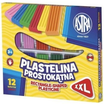 Plastelina szkolna dla dzieci zestaw 12 kolorów prostokątna 303117001 ASTRA