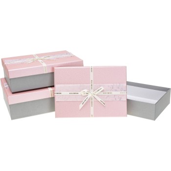 Zestaw pudełek ozdobnych PUG-23220-PR PINK (3szt) ROZETTE