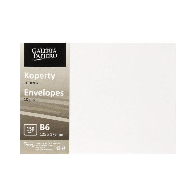 Koperta B6 Gładki biały 150g. (10szt.) 280891 Galeria Papieru