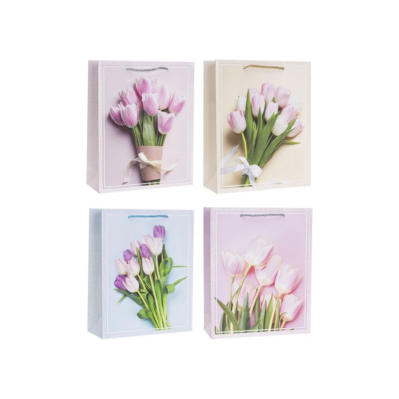 Torebka prezentowa 26x32x10cm tulipany TK-24023-GL-A4 ROZETTE