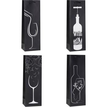 Torebka prezentowa 12x36x9cm na butelkę Lux TBF-24073-BB ROZETTE