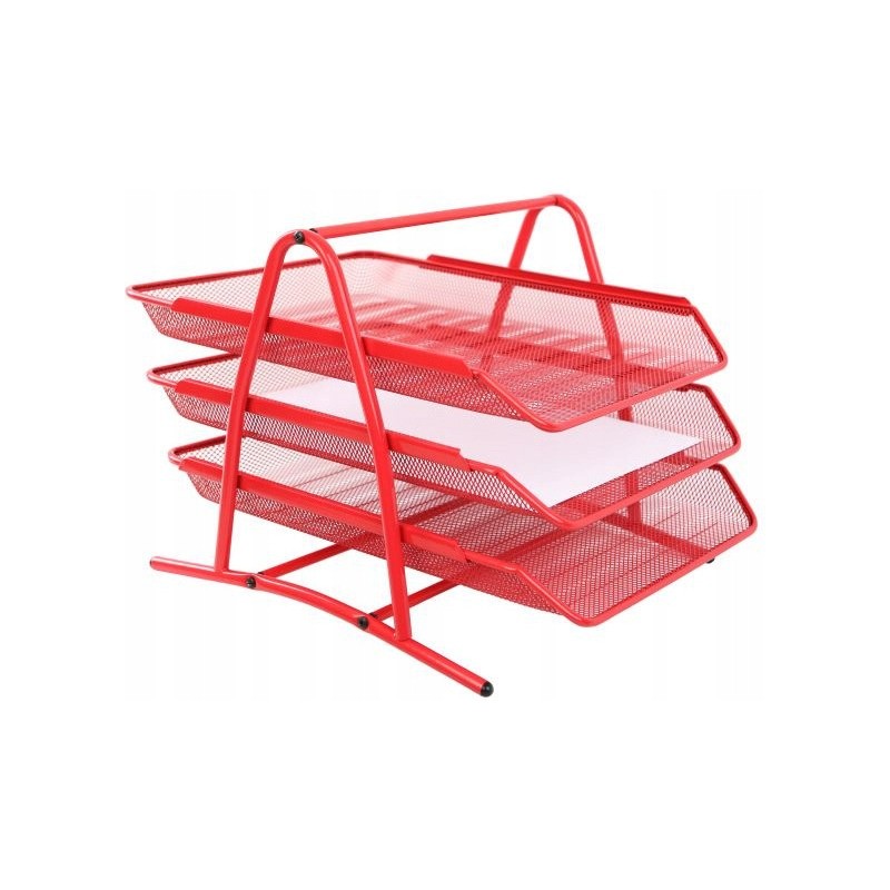 Półka na dokumenty NATUNA A4 siatka czerwona (3szt) 350x300x275mm