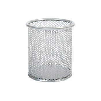 Kubek na długopisy NATUNA siatka srebrny okrągły 100x90mm (wys.xśr.)