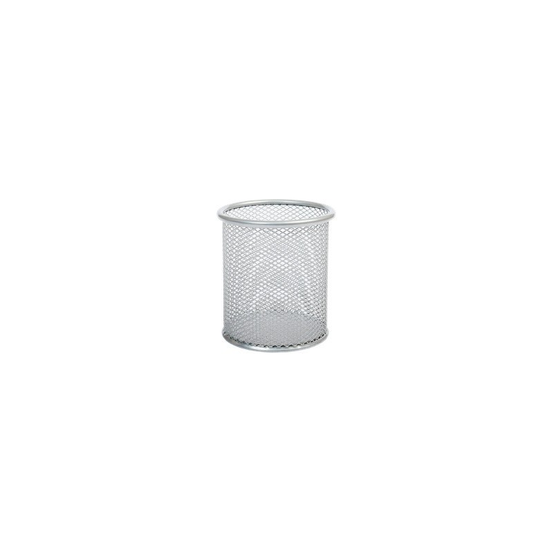 Kubek na długopisy NATUNA siatka srebrny okrągły 100x90mm (wys.xśr.)