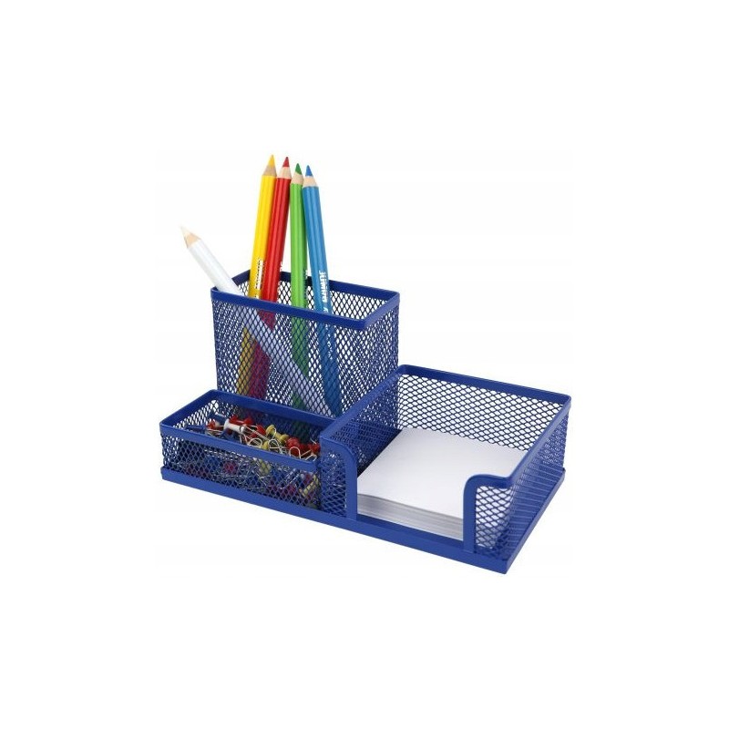 Przybornik na biurko NATUNA siatka niebieski 204x104x100mm (3A)