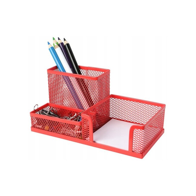 Przybornik na biurko NATUNA siatka czerwony 204x104x100mm (3A)