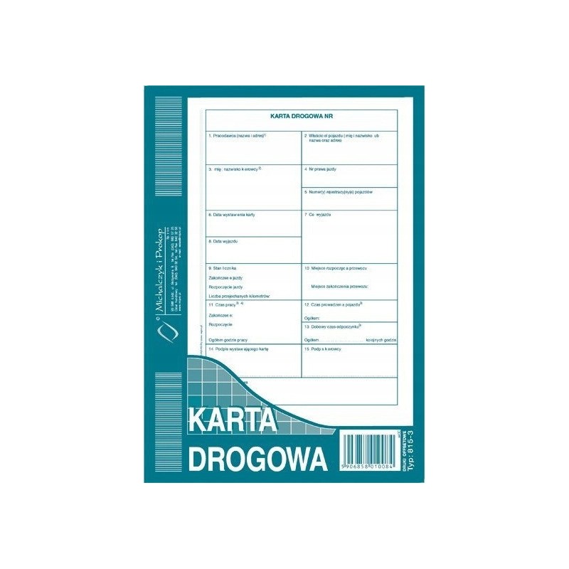 Karta drogowa A5 Numerowana 815-3N