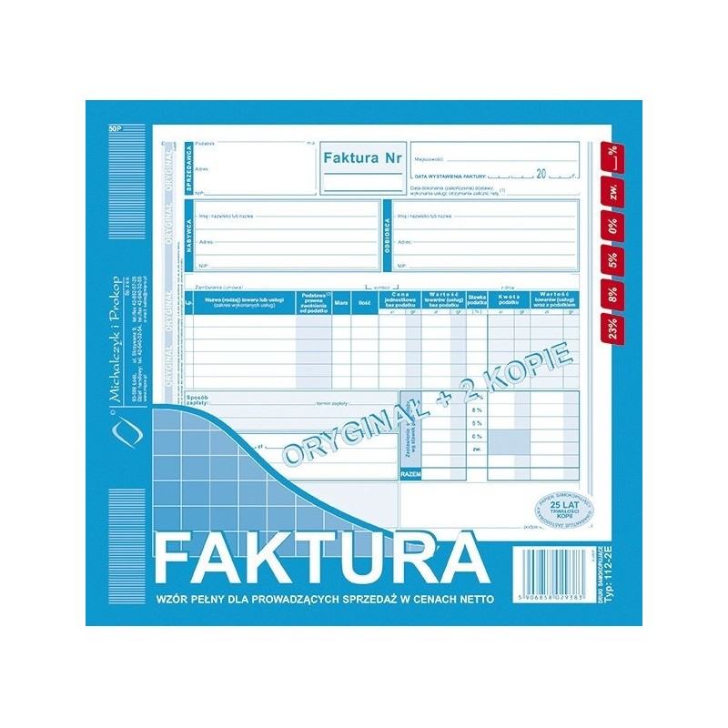 112-2E Faktura z osobnym wskazaniem nabywcy i odbiorcy 2/3A4 MICHALCZYK
