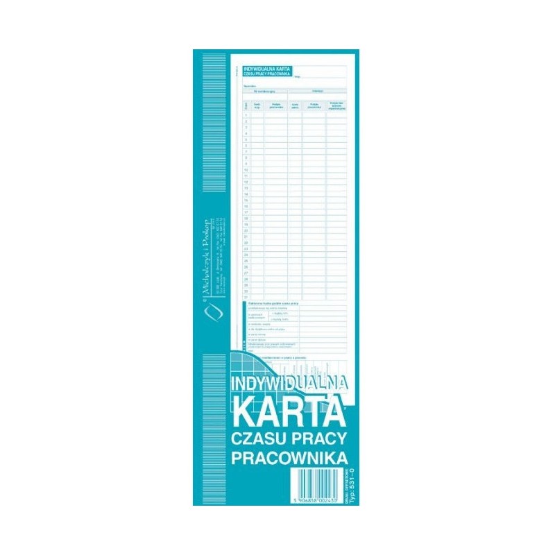 531-0 Indyw.kart.czasu pracy Michalczyk i Prokop