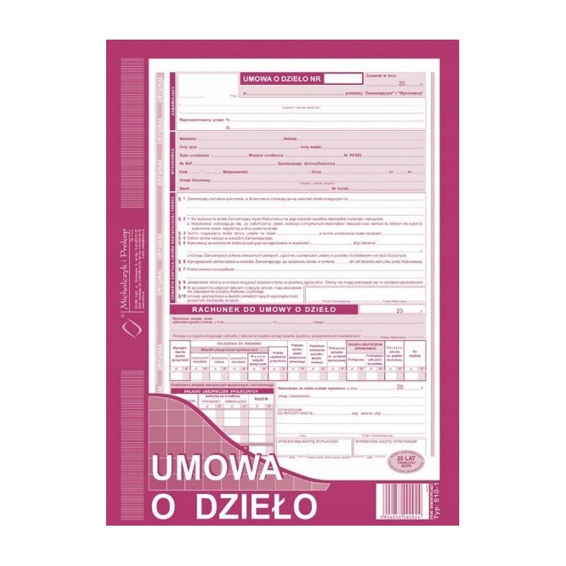 510-1H Umowa o dzieło A4 40 kartek Michalczyk i Prokop