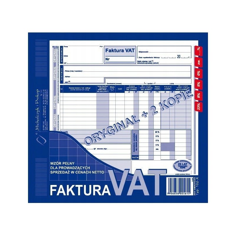102-XE/N Faktura VAT 2/3 A4 (pełna oryginał +2kopie ) Michalczyk i Prokop