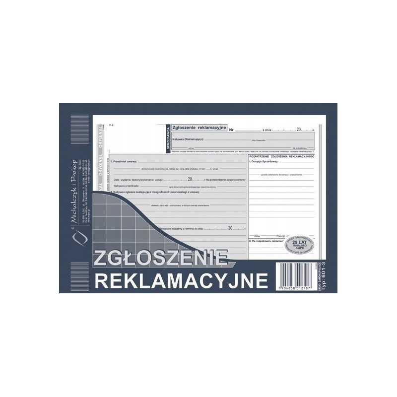 601-3 ZR A5 Zgłoszenie reklamacyjne (oryginał + 2 kopie) Michalczyk i Prokop